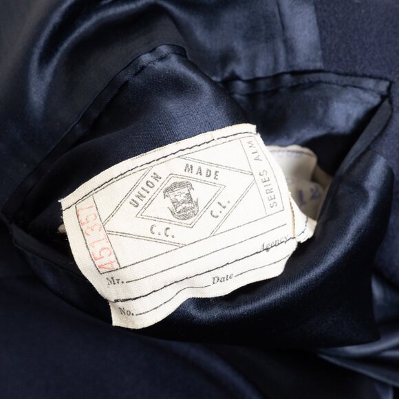 Vintage Savile Row Navy Wool Cashmere Balmacaan Coat 40T Union Made in Canada - Picture 12 of 16